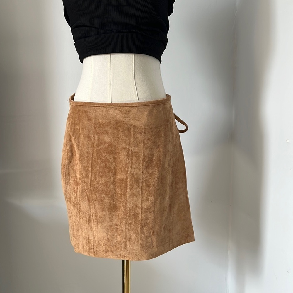 Blank NYC brown wrap mini skirt